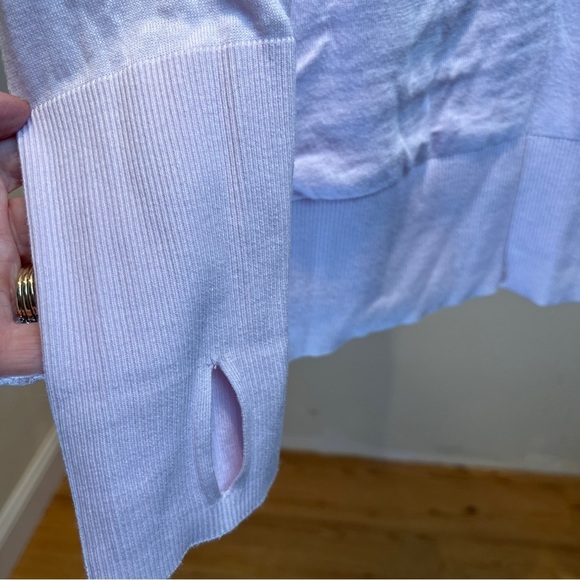 ATHLETA Pale Pink Hoodie with Deep V Neck. Kangaroo Pocket. Lightweight. Large. - Picture 2 of 6